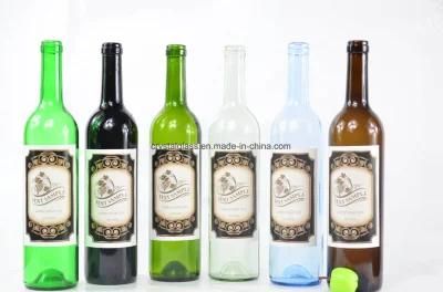 Round Shape 750ml Green Bordeaux Glass Wine Bottle