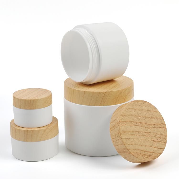 Natural Bamboo Lid 10 20 30 50 100 150 200 300ml Plastic Cosmetic Packaging Cream Jar
