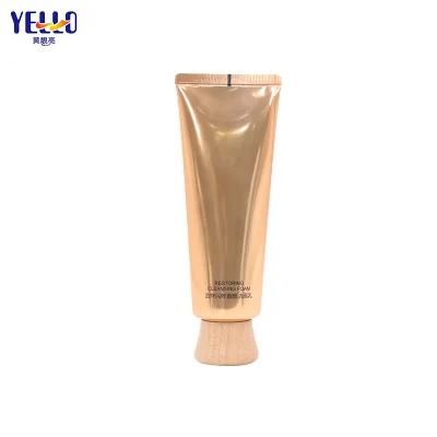 Eco Friendly Skincare Packaging Face Wash Container Cleanser Plastic Squeeze Bamboo Cosmetic Tubes 100ml 120ml