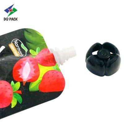 Dq Pack Custom Printed Juice Pouch Refillable Plastic Bags Stand up Pouch with Spout for Strawberry Fruit Yogurt Packaging