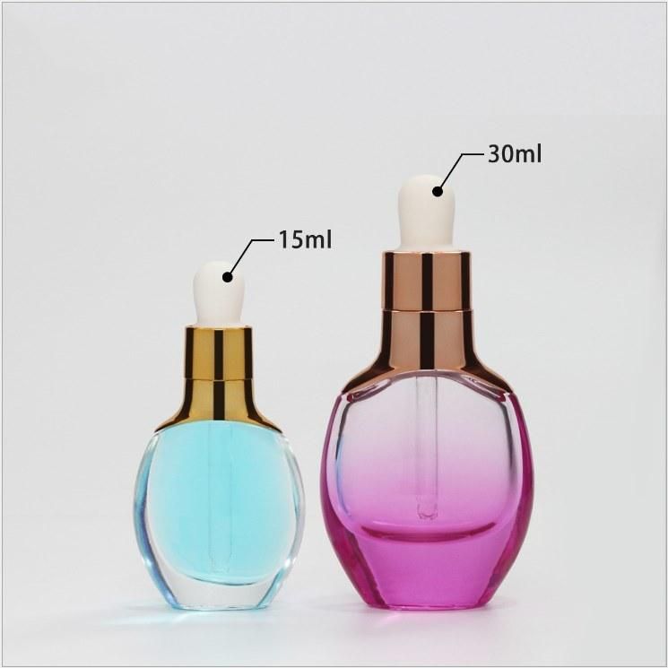 New 30ml Transparent Essential Oil Dropper Bottle W/ Aluminum Cover on The Bottle Shoulder 15ml Thick Bottom Cosmetic Bottle