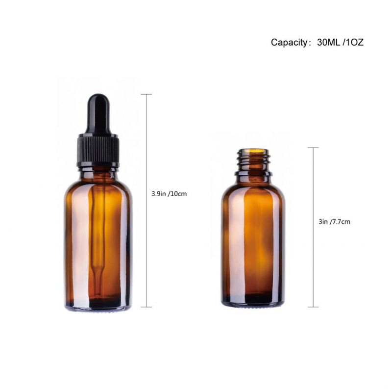 Glass Bottle with Pure Dropper Perfume Sample Tubes for Essential Oil New Reagent Pipette Refillable Bottle Empty 30/60ml