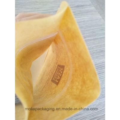 Rice Paper Natural Kraft Stand up Pouches with Matte Window and Zip Lock Food Storage Bag