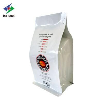 Qual Seal Flat Bottom Stand up Pouch Aluminium Foil Coffee Packaging Bag with Valve and Zipper