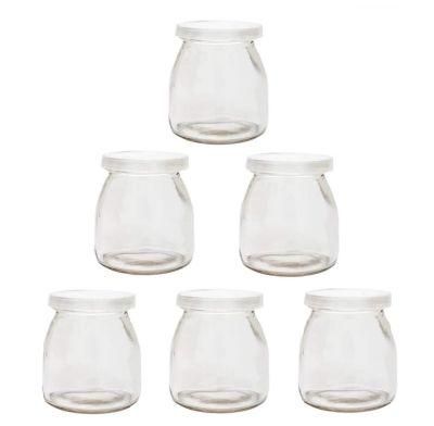 150ml 200ml Clear Glass Pudding Jar Yogurt Bottle with Plastic Cap