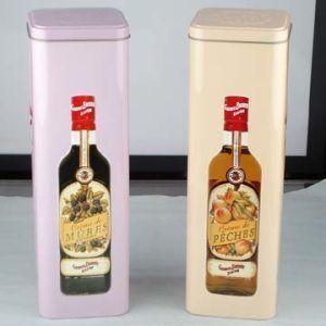 Rectangular Tin Wine Bottle Packaging with Embossing