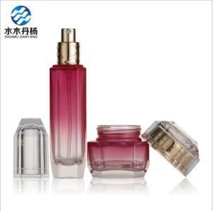 Fancy 100ml Red Color Cosmetic Glass Bottle for Face Cream Lotion