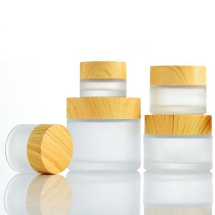 5g 15g 20g 30g 50g 60g Cosmetic Cream Glass Jar with Wood Grain Lid