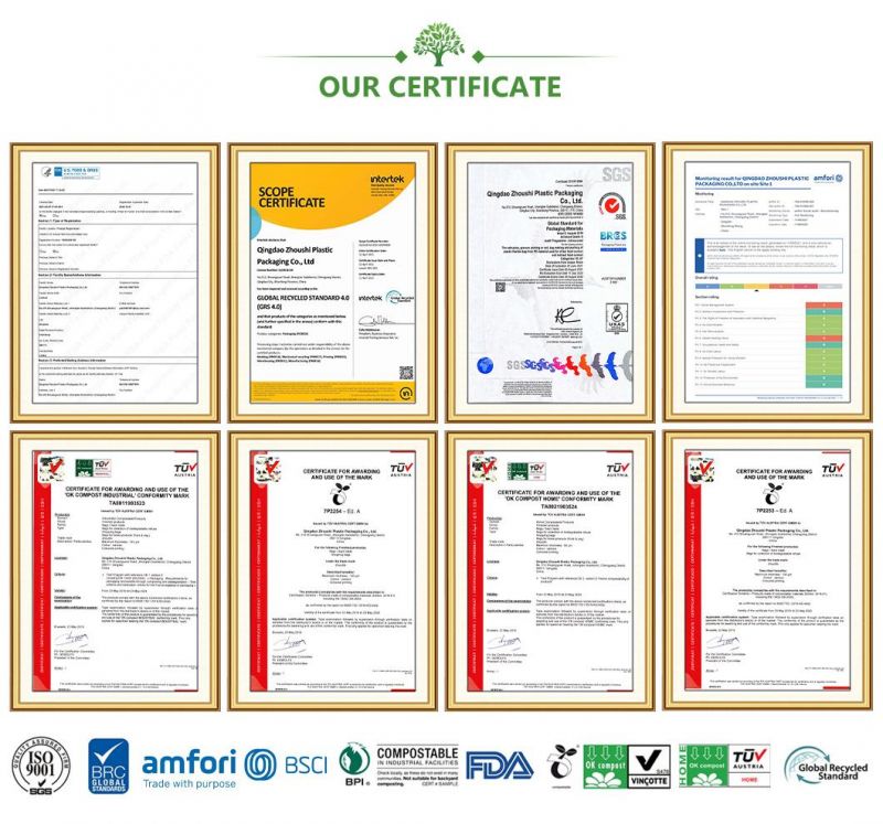 Pbat+Corn Starch,Biodegradable,Compostable Bags,T-Shirt/Hand/Shopping/Roller/Trash Bags/Poly Mailing/Dog Pet Poop/Clothes/Packaging Bags with TUV Certificates