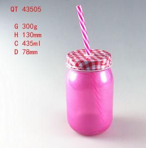 Colorful Mason Jars with Cap and Straw