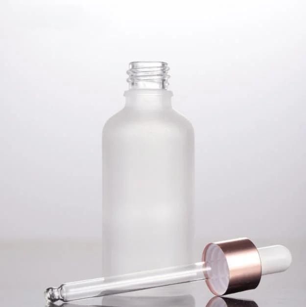 20ml 30ml 50ml Frosted Serum Glass Dropper Bottle with Rose Gold Cap