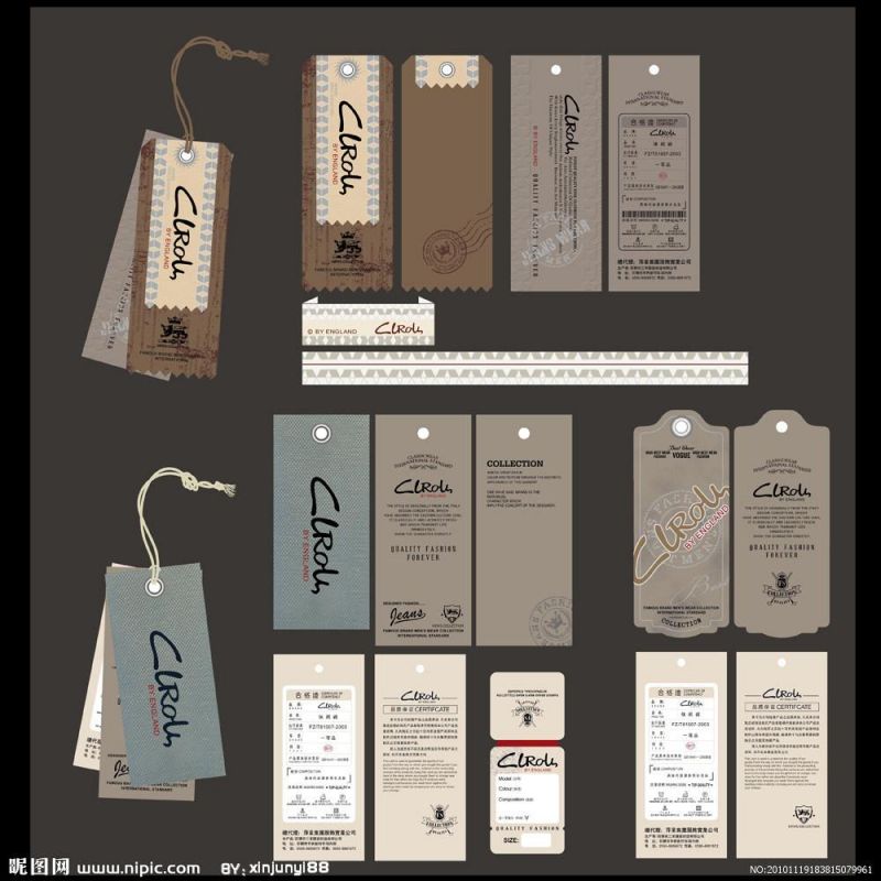 Cheap Custom Design Printing Name Logo Paper Garment Hangtag Labels Clothing Hang Tags with String