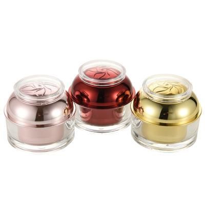 Customized Glossy Golden Silver Face Cream Cosmetic Acrylic 30g, 50g Jar for Personal Care