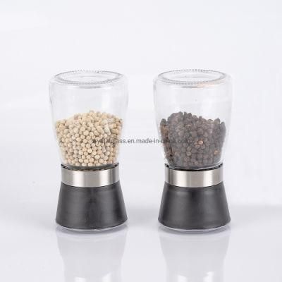 Manual Glass Pepper and Salt Grinder Mill Shaker Plastic Cap and Glass Body with 6oz Capacity