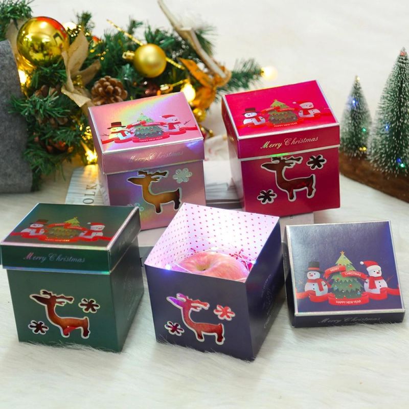 Factory Tree Decoration Flash Light Christmas Kraft Boxes Christmas Packaging Box