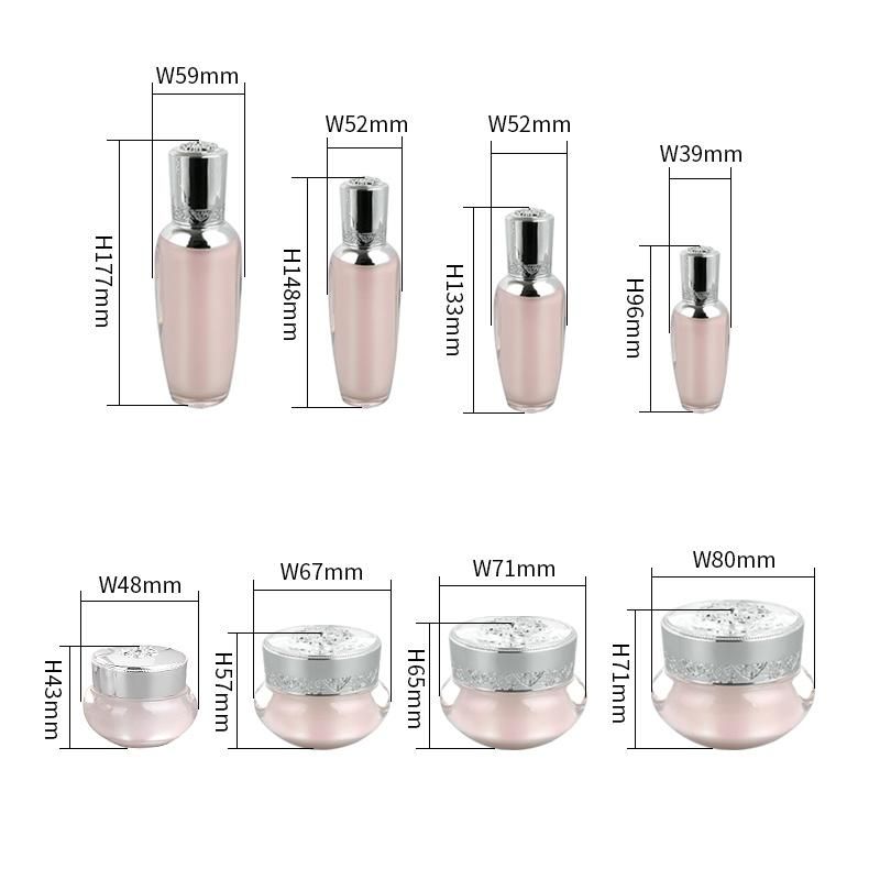Pink Luxury Empty Skincare Acrylic Jar with Silver Lid Plastic Containers for Cosmetics Cream