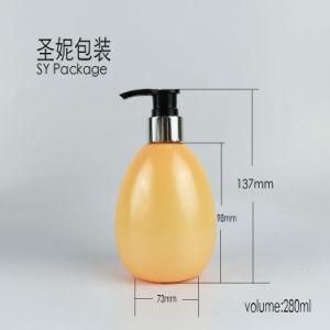 Guangzhou Supply Oval Shape 280ml Pet Plastic Bottle with Aluminum Lotion Pump