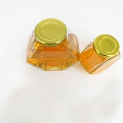 280ml Honeycomb Shape Glass Honey Jar Hexagon Glass Honey Jam Jar