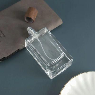 100ml Thick Clear Glass Essential Oil Bottle with Wood Lid for Perfume Aromatherapy Portable Square Refillable Bottle Custom Design