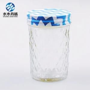 Stock 8oz 16oz Ribbing Storage Glass Jar Mason Jar with Tinplate Cap