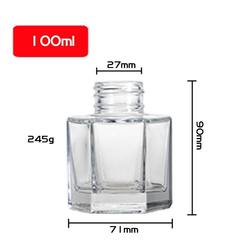 50ml 100ml 120ml Hexagonal Aromatherapy Reed Diffuser Glass Bottle Luxury with Rattan Sticks