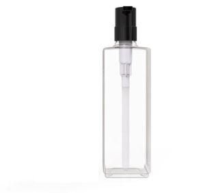 350ml Transparent Square Shampoo Bottle with Black Lotion Pump