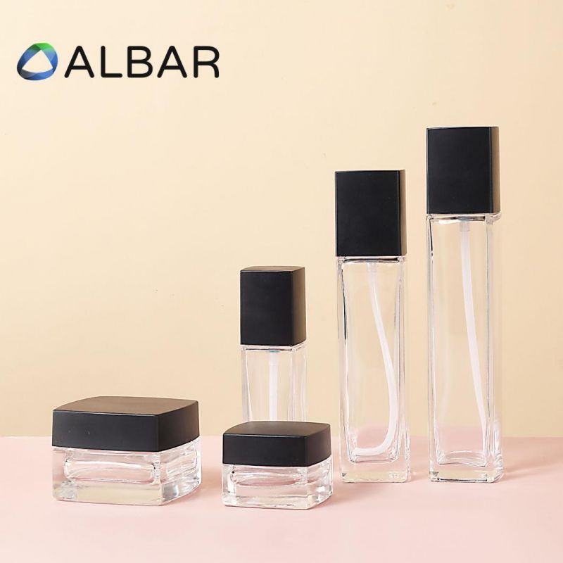 Personal Face and Body Care Set Glass Bottles with High Quality Press Pump