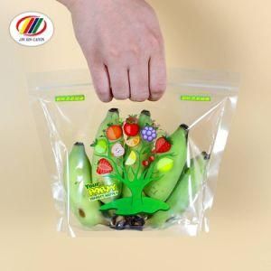Customized Printed Transparent Plastic Stand up Pouch Reusable Handle Fruit and Fresh Vegetable Packaging Bag with Zipper