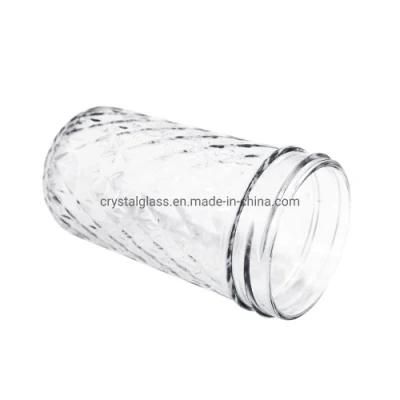 4oz 12oz Embossed Pattern Custom Glass Honey Food Storage Jar with Metal Lids Manufacture