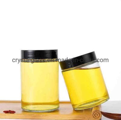 32oz 16oz 12oz 8oz 6oz 4oz 2oz 1oz Cylinder Transparent Storage Honey Glass Jars with Screw Plastic Caps