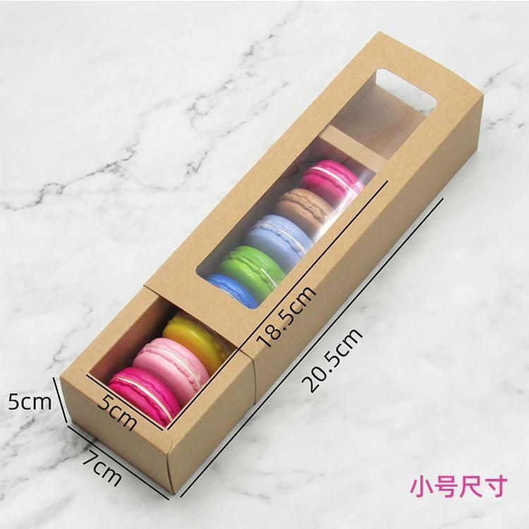 Takeway Macarons Box Cake Cookie Box Window Food Grade Foldable with Logo Printing with PVC Window Box