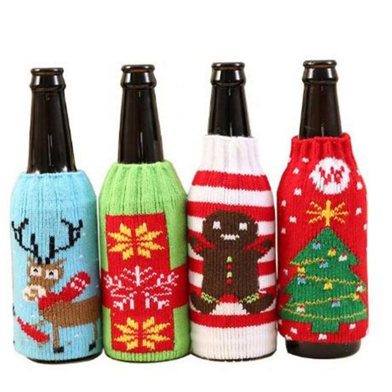 Knitting Anti-Ironing Ice-Proof Christmas Beer Bottle Cover