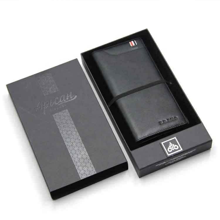 Luxury Gift Men Wallet Packaging Black Paper Cardboard Wallet Box