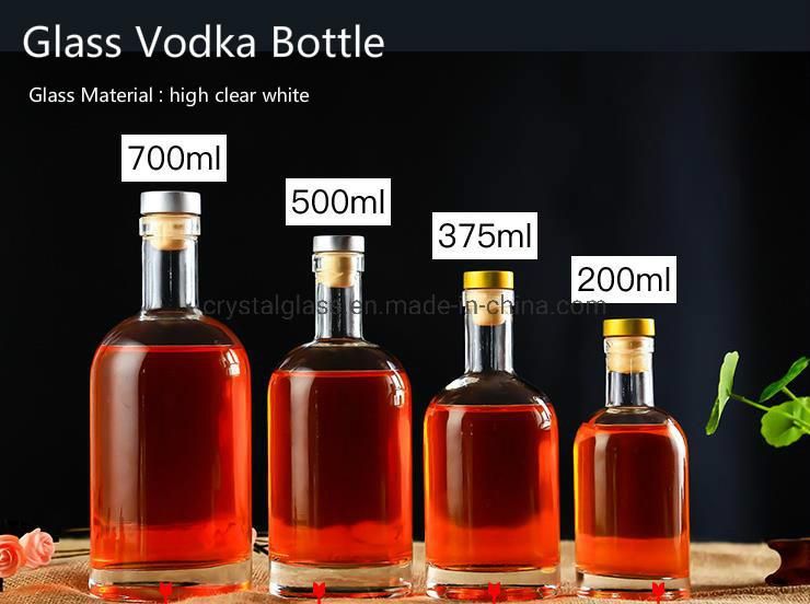 Thick Bottom Glass Wine Bottle Empty Clear Glass Vodka Whiskey Drinking Bottle 350/500/750ml
