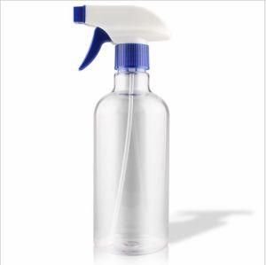 Pet Plastic 500ml Transparent Boston Round Shape Trigger Spray Cleaning Bottle