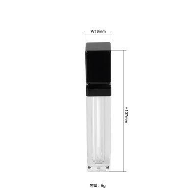 Hot Sale 6ml Fashion Black Lip Gloss Tube Lip Gloss Packaging Custom Black Lid Clear Lip Gloss Tube with Black Top