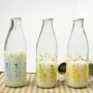 1000ml 1L Glass Milk Bottle with Tin Lids