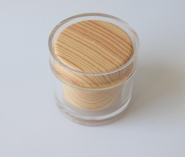 Double Walled Wooden Pattern ABS Jar Cosmetic Clear Acrylic Cream Jar