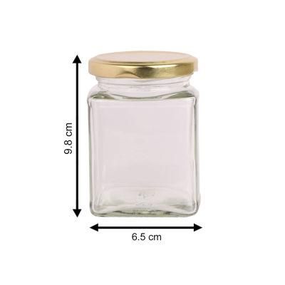 Fresh Square Empty Clear Glass Chili Tabasco Souce Pepper Spice Jar with Metal Lid