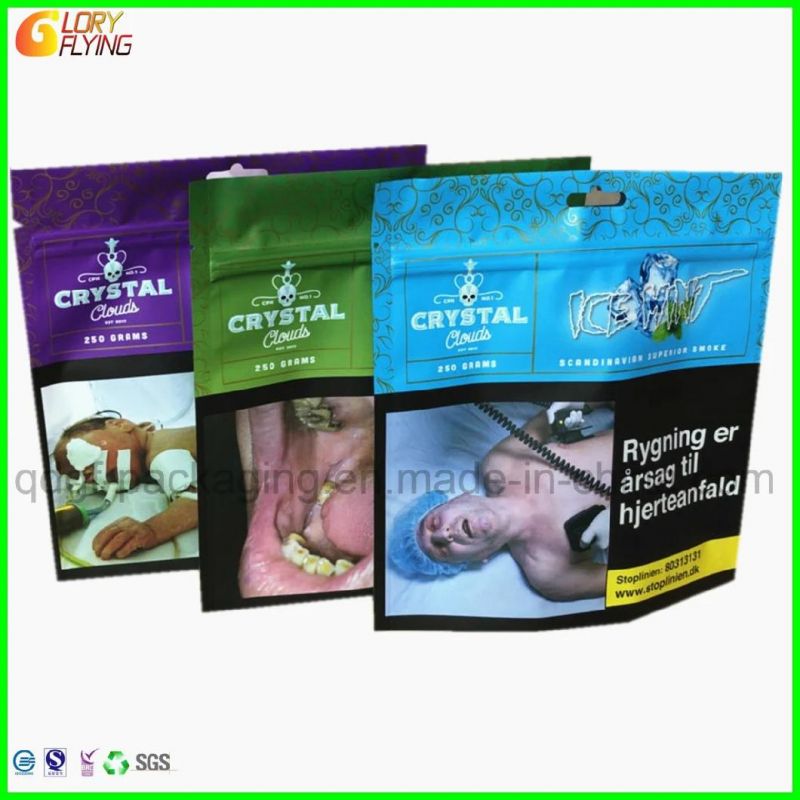 Tobacco Packaging Smell Proof Stand up Zipper Plastic Bag/ Mylar Bag