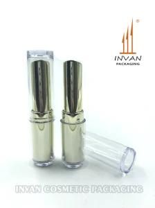 Luxury Clear Top Cap Shiny Golden Slant Mouth Shape Beauty Plastic Product Lipstick Case
