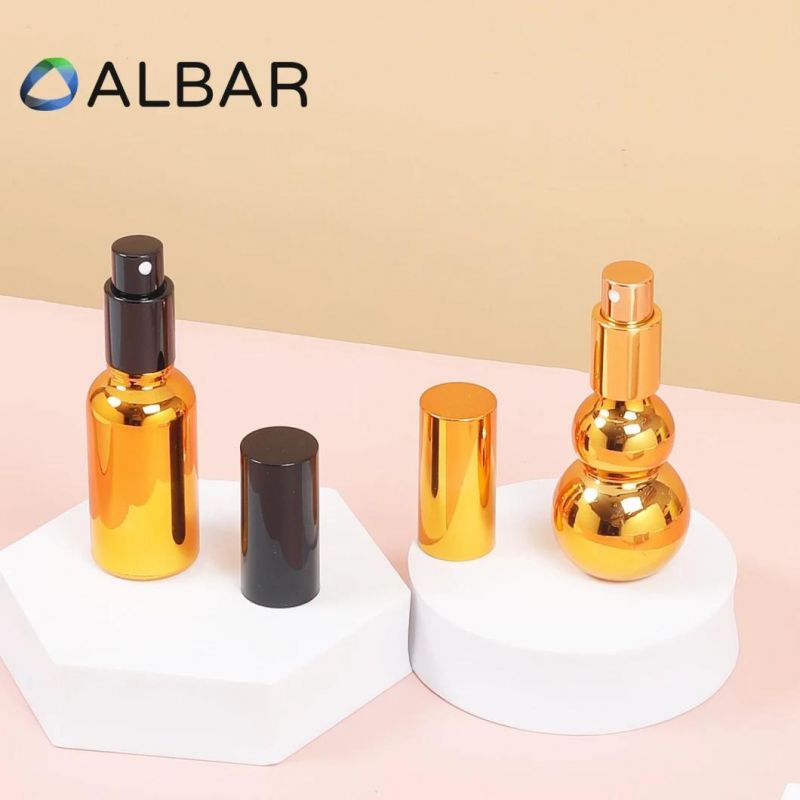 Black and Gold Dispenser Pump Glass Bottles for Perfume and Mist with Electroplated Gold