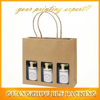 Custom Wine Kraft Paper Bag with Clear Window Shopping