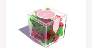 2X2X2 Inch Clear Sweet Packaging Case Wedding Favor Box Acrylic Square Candy Box with Lid