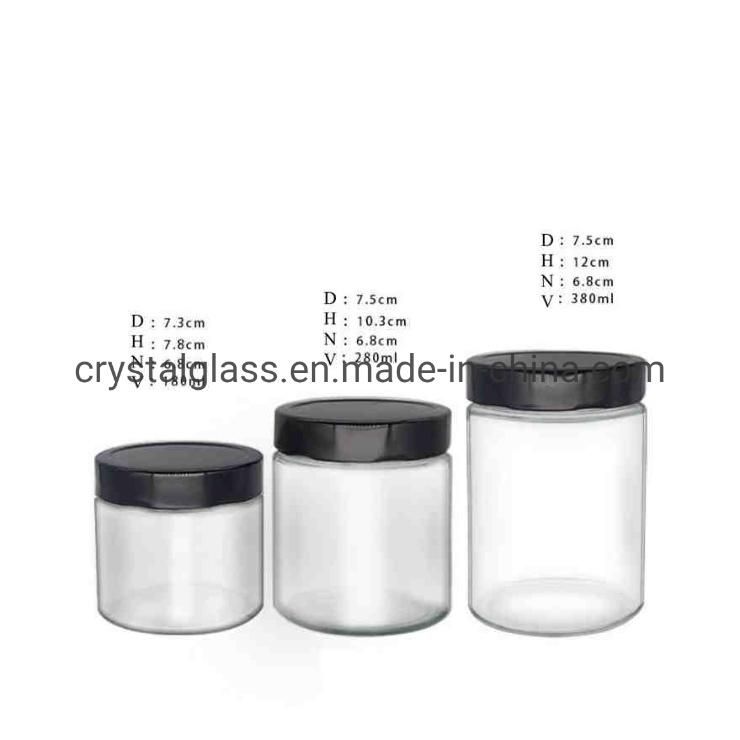 4oz 6oz 8oz 16oz 10oz 20oz Transparent Glass Jars with Shiny Cap