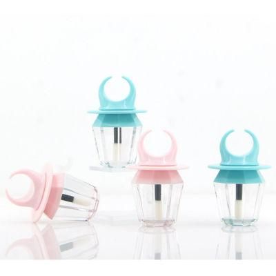 Unique Low MOQ 8ml Pink Diamond Ring Shape Big Brush Lip Gloss Tubes with Wand