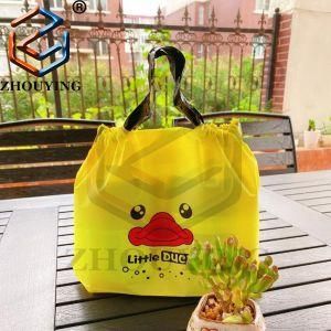 EVA Frosted Plastic Small Promotion Gift Bag Polyester Drawstring Pouch Bags with Custom Logo Print