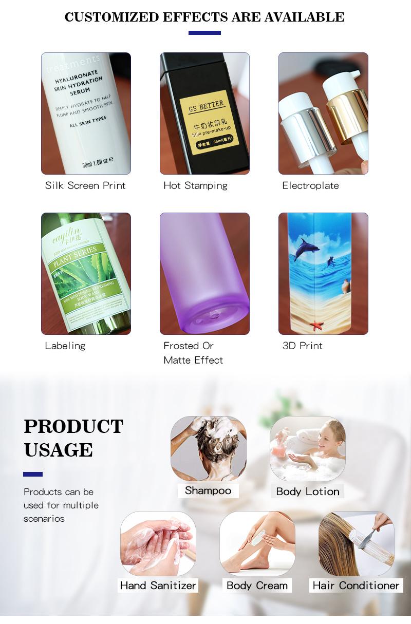 Popular Skincare Packaging 50ml Plastic Pet Lotion or Spray Airless Pump Bottles