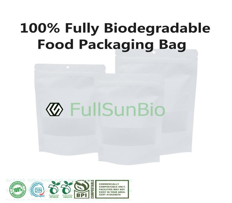 100% Biodegradable Plastic Food Packaging Compostable Zipper Snacks Hemp Bag