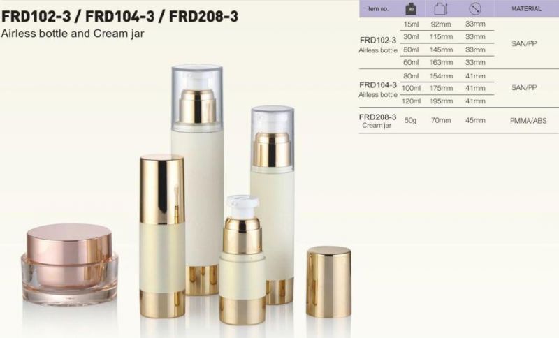 80 Ml 100ml 120ml Press Acrylic Lotion Bottles 60ml 50ml 30ml 15ml Airless Bottles for Cosmetic